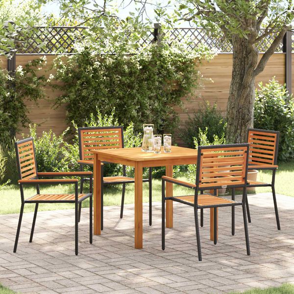 vidaXL Ensemble de salle à manger pour jardin 5 pcs Noir