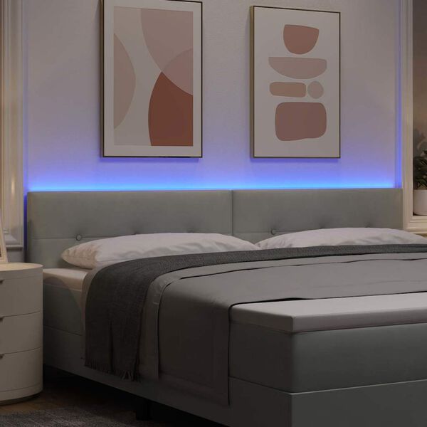 vidaXL T&ecirc;te de lit LED Gris clair 200 cm Polyester