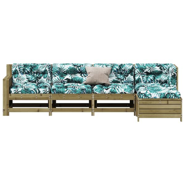 vidaXL Salon de jardin 5 pcs avec coussins bois de pin impr&eacute;gn&eacute;