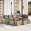 vidaXL Ensemble de canap&eacute; de jardin avec coussin Beige Poly rotin
