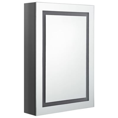 vidaXL Armoire de salle de bain à miroir LED gris brillant 50x13x70 cm