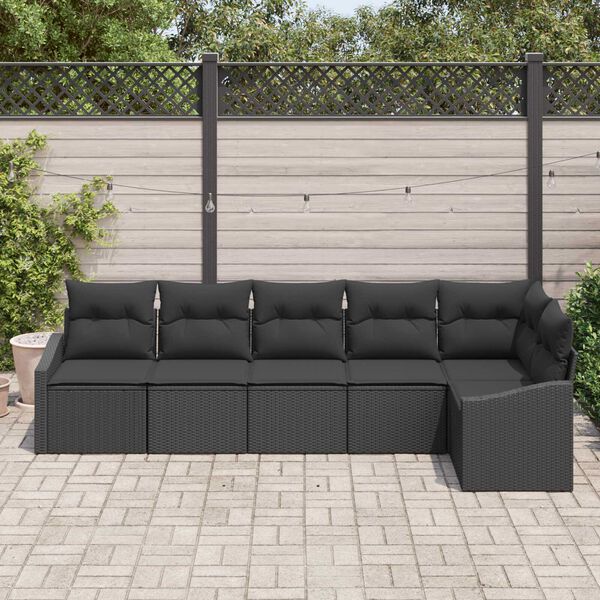 vidaXL Ensemble de Canapés avec coussin 6 pcs Noir polyrotin
