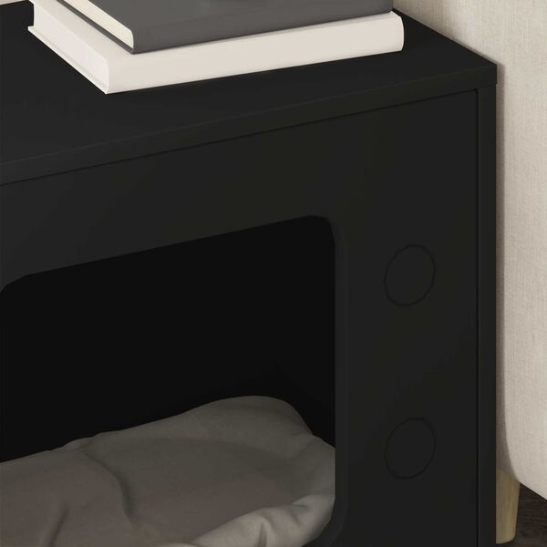 vidaXL Maison pour chat Noir 51 x 30 x 52 cm Bois d'ing&eacute;nierie
