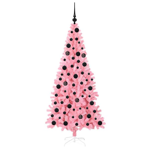 vidaXL Sapin de No&euml;l avec 300 LED avec support Rose 180 cm PVC