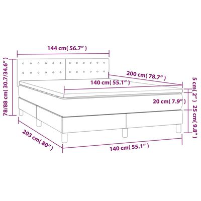 vidaXL Sommier à lattes de lit avec matelas et LED Marron 140x200cm