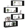 vidaXL &Eacute;tag&egrave;res Murales avec &eacute;tag&egrave;re 4 pcs Ch&ecirc;ne noir 60 x 15 x 23 cm