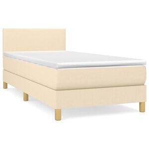 vidaXL Sommier &agrave; lattes de lit avec matelas Cr&egrave;me 80x200 cm Tissu