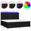 vidaXL Sommier &agrave; lattes de lit et matelas et LED Noir 200x200 cm Tissu