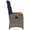 vidaXL Chaise inclinable avec plateau &agrave; th&eacute; 62 x 64 x 112 cm polyrotin