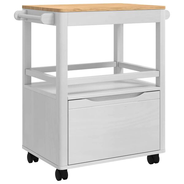 vidaXL Chariot de cuisine FLORO Blanc 72,5 x 45 x 80 cm