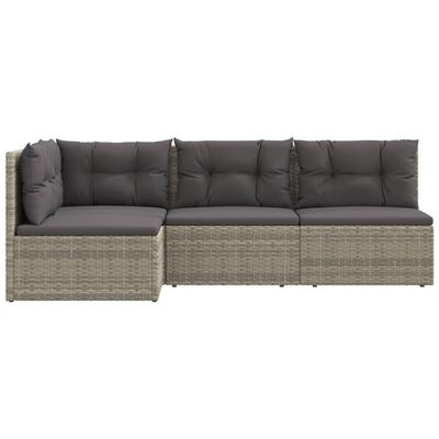 vidaXL Salon de jardin 4 pcs avec coussins Gris Résine tressée