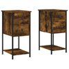 vidaXL Tables de chevet 2 pcs ch&ecirc;ne fum&eacute; 32x42x70 cm bois d'ing&eacute;nierie