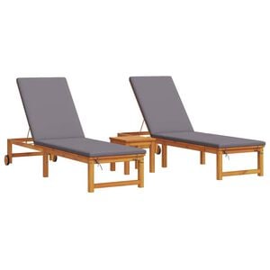 vidaXL Transat 3 pc Bois d'Acacia Massif Marron