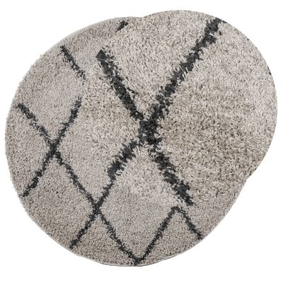 vidaXL Tapis shaggy à poils longs moderne beige et anthracite Ø 120 cm