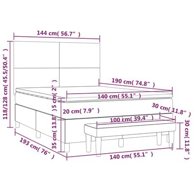 vidaXL Sommier à lattes de lit avec matelas Crème 140x190 cm Tissu