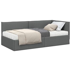 vidaXL Cadre de lit d'angle avec matelas 2 pc Gris fonc&eacute; 90 x 190 cm