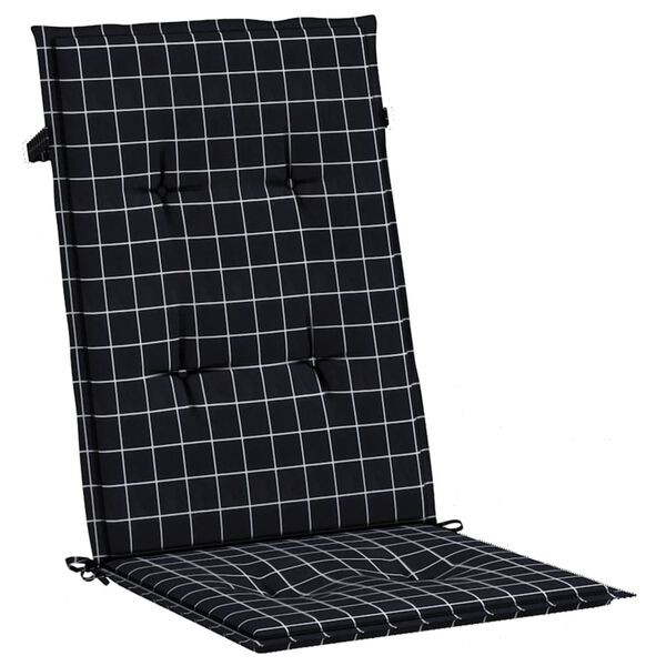 vidaXL Coussins de chaise &agrave; dossier haut lot de 6 noir &agrave; carreaux