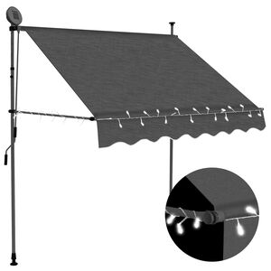 vidaXL Auvent manuel r&eacute;tractable avec LED 200 cm Anthracite
