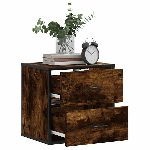 vidaXL Table de chevet murale Ch&ecirc;ne fum&eacute; 40x31x39,5 cm