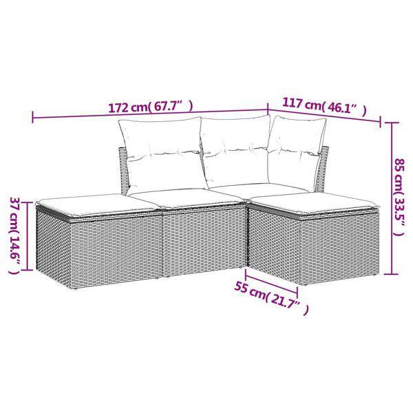 vidaXL Salon de jardin avec coussins 4 pcs beige résine tressée
