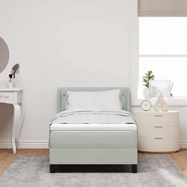 vidaXL Lit &agrave; ressorts avec matelas Gris clair 200 x 90 cm Velours