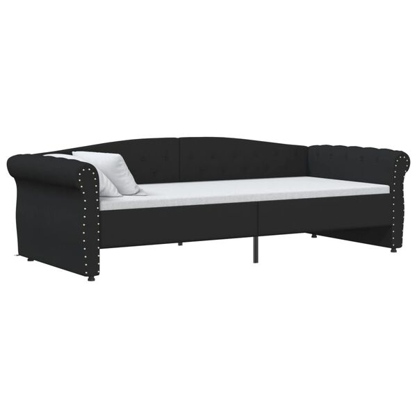 vidaXL Lit avec &eacute;clairage USB Noir Tissu 90x200 cm
