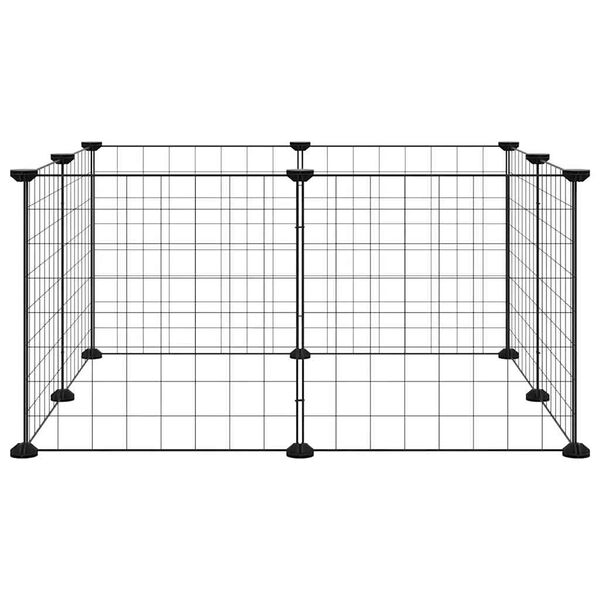 vidaXL Cage pour animaux de compagnie &agrave; 8 panneaux, noire, 35 x 35 cm, en acier