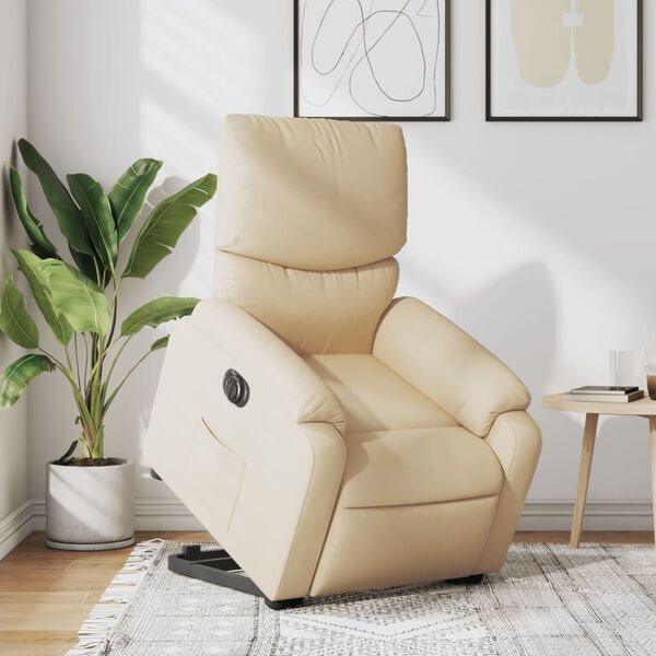 vidaXL Fauteuil inclinable &eacute;lectrique cr&egrave;me tissu