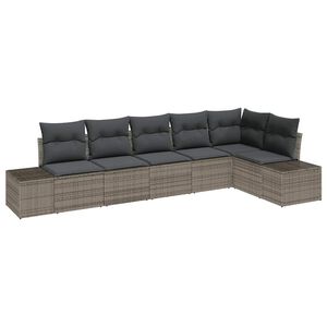 vidaXL Ensemble de canap&eacute; de jardin avec stockage 6 pcs Gris polyrotin