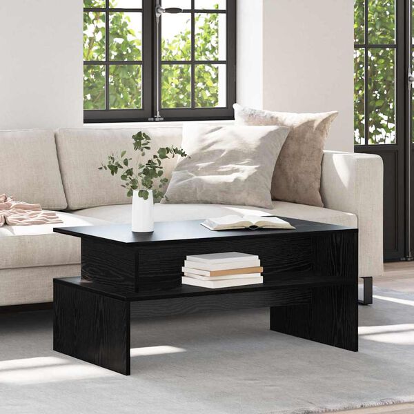 vidaXL Table basse Ch&ecirc;ne noir 90 x 55 x 42,5 cm Bois d'ing&eacute;nierie