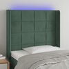 vidaXL T&ecirc;te de lit &agrave; LED Vert fonc&eacute; 103x16x118/128 cm Velours