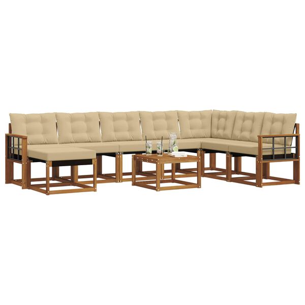 vidaXL Ensemble de canap&eacute;s d'ext&eacute;rieur 9 pcs Naturel et Beige