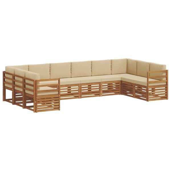 vidaXL Ensemble de canap&eacute; d'angle avec coussin 10 pcs Naturel et Beige