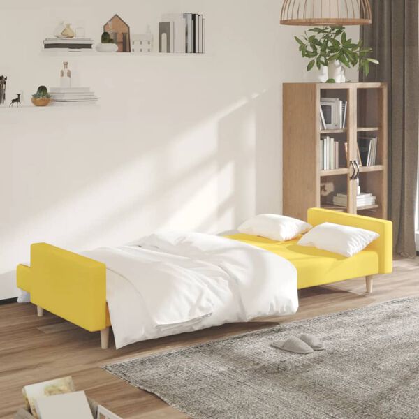 vidaXL Canap&eacute;-lit &agrave; 2 places jaune tissu