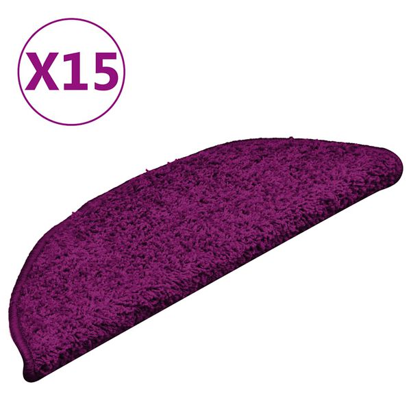 vidaXL Tapis d'escalier 15 pi&egrave;ces 56 x 17 x 3 cm Rose Demi-rond