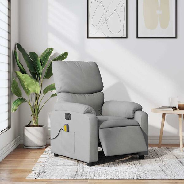 vidaXL Fauteuil de massage inclinable &eacute;lectrique gris clair tissu