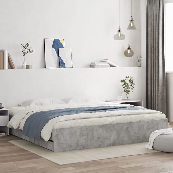 vidaXL Cadre de lit avec tiroirs sans matelas gris b&eacute;ton 160x200 cm