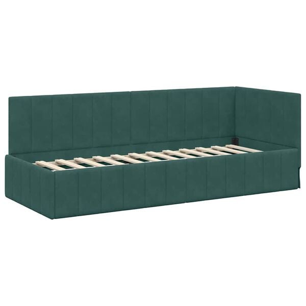 vidaXL Cadre de lit d'angle Vert foncé 80 cm x 200 cm Velours