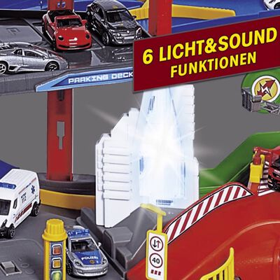 majoRETTE Garage jouet et 6 véhicules moulées sous pression Super City