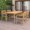 vidaXL Ensemble &agrave; manger de jardin 5 pcs coussins Bois de teck massif