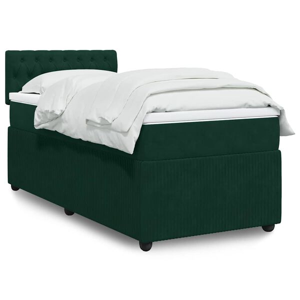 vidaXL Sommier &agrave; lattes de lit avec matelas Vert fonc&eacute; 90x190 cm