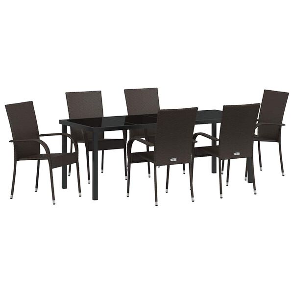 vidaXL Ensemble de salle &agrave; manger pour jardin 7 pcs Marron