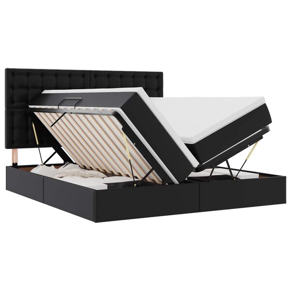 vidaXL Lit avec rangement et LED Noir 200 x 200 cm Simili cuir