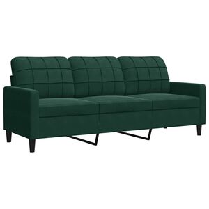 vidaXL Canap&eacute; &agrave; 3 places Vert fonc&eacute; 180 cm Velours