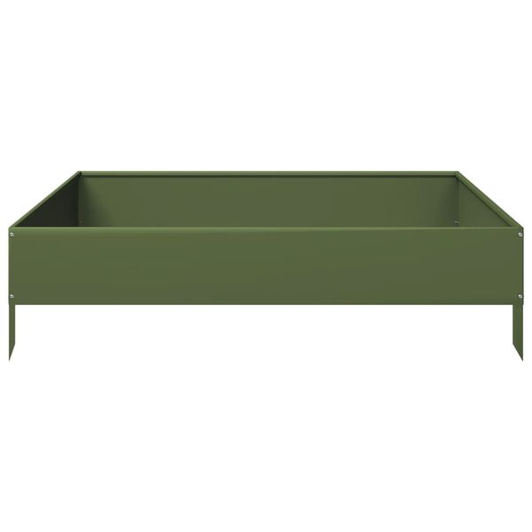 vidaXL Lit sur&eacute;lev&eacute; de jardin vert olive 100x100x26 cm acier