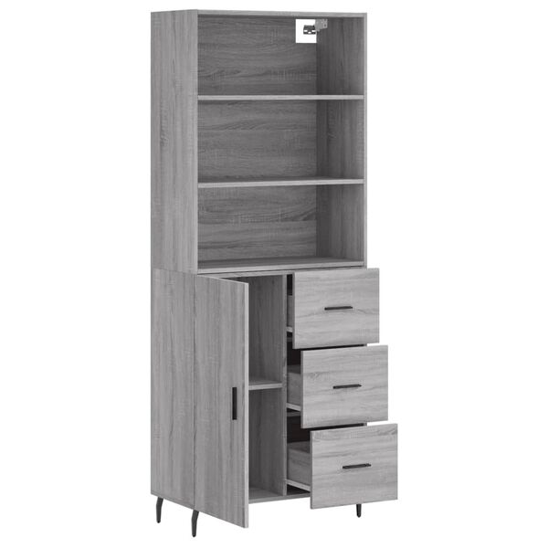 vidaXL Buffet haut Sonoma gris 69,5x34x180 cm Bois d'ing&eacute;nierie