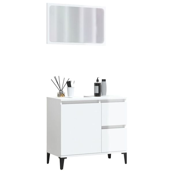 vidaXL Ensemble de meubles de salle de bain 2 pcs blanc brillant