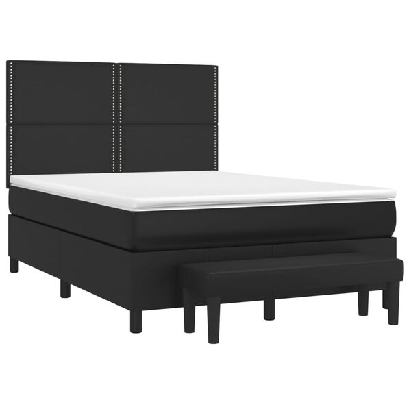vidaXL Sommier &agrave; lattes de lit avec matelas Noir 140x200 cm Similicuir