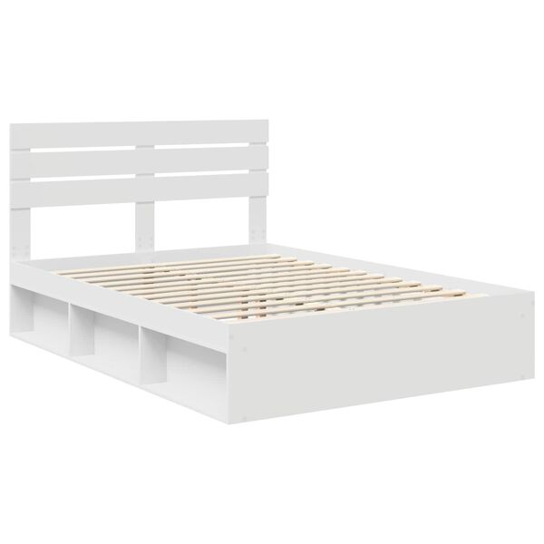 vidaXL Cadre de lit avec t&ecirc;te de lit Blanc 140 x 190 cm Pin massif