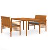 vidaXL Ensemble &agrave; manger d'ext&eacute;rieur 3 pcs et coussins Acacia solide